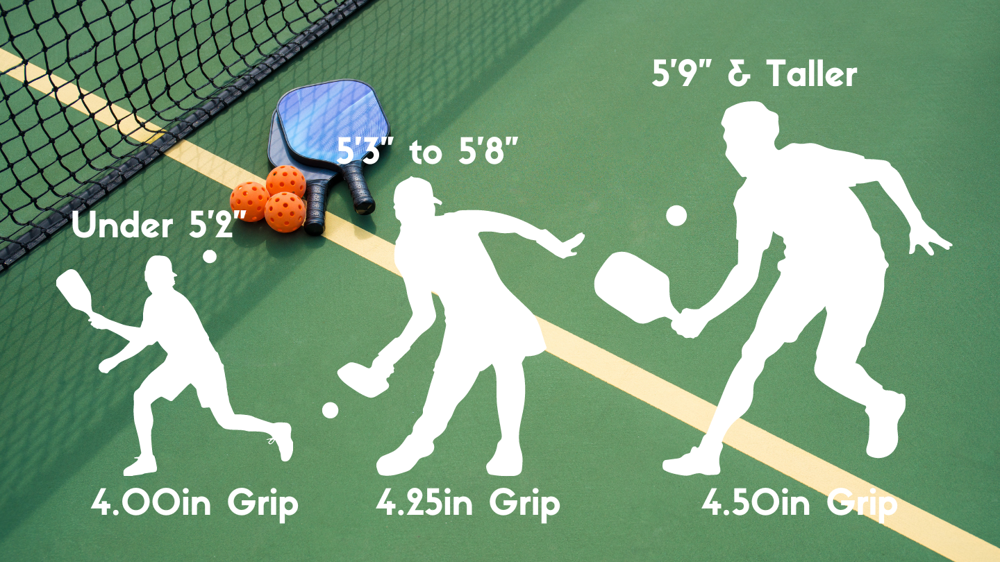 Forehand Paddles Player Height and Grip Size Chart